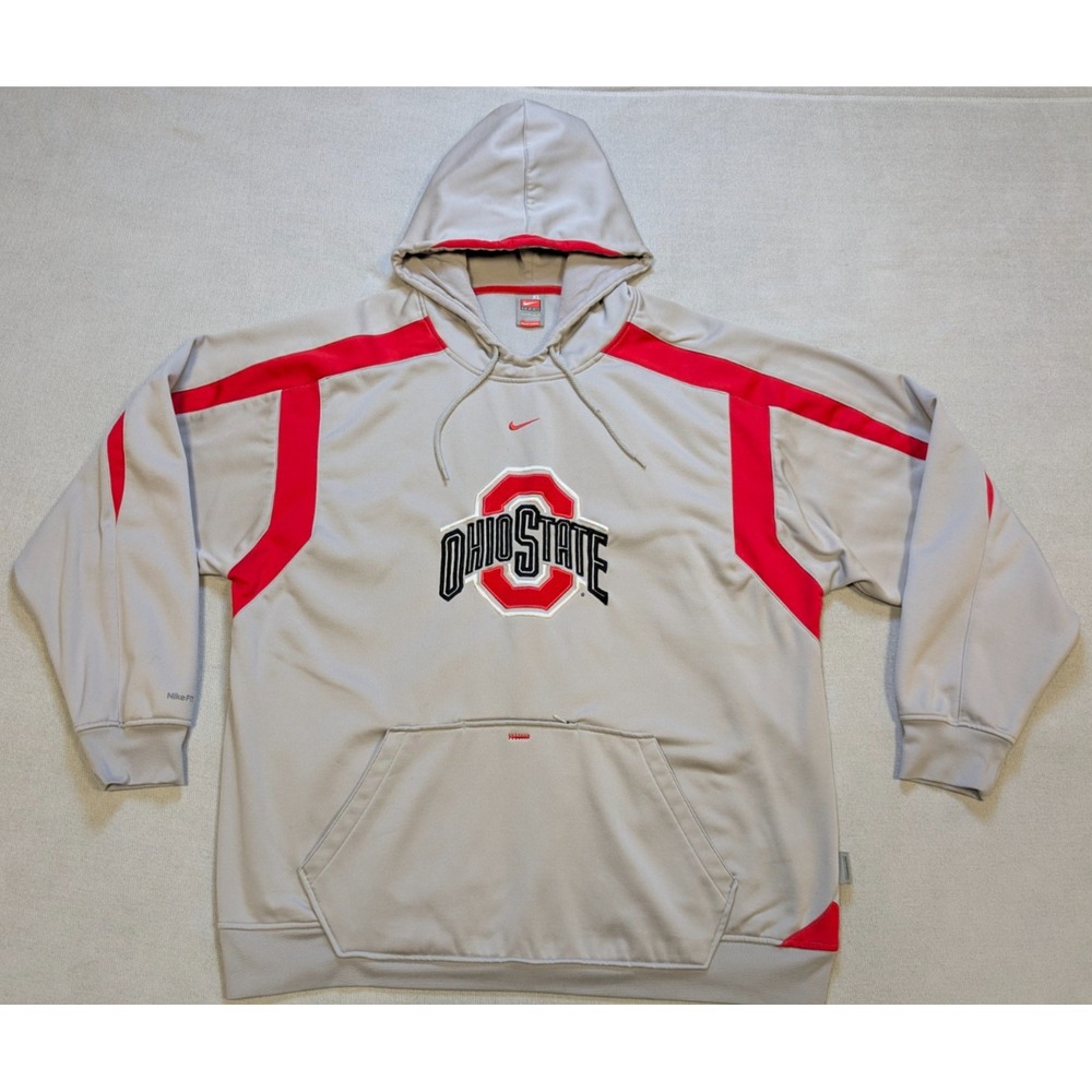 Ohio State Buckeyes Hoodie Mens XL Gray Nike Sweatshirt Center Swoosh Y2K OSU